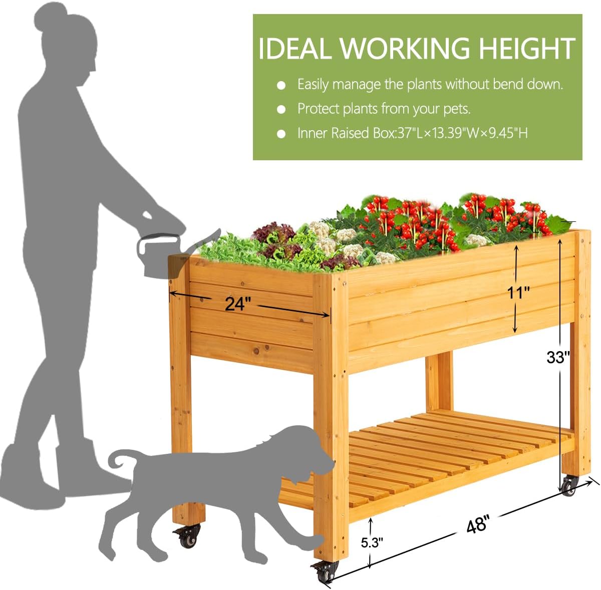 Mobile Wooden Elevated Raised  - Raised Garden Bed recension och pris